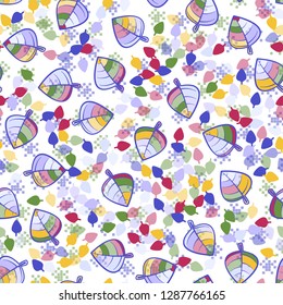 Seamless pattern. Chaotically arranged colored leaves. Colors of the spring landscape.
Background consisting of groups of squares. Easy to edit.