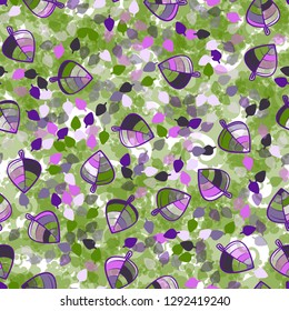 Seamless pattern. Chaotically arranged colored leaves. Colors of the spring landscape
The background consists of whirlwinds with bubbles. Easy to edit.