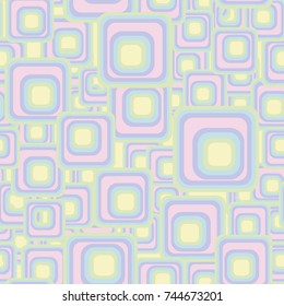 A seamless pattern of chaotically arranged rounded squares.
