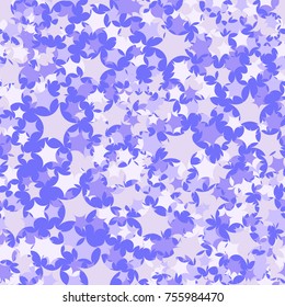 Seamless pattern. Chaotically located five-beam stars. Fashionable camouflage. Suitable for wallpapers, fabrics, 3D graphics and games.