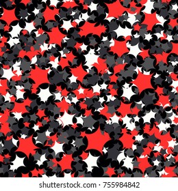 Seamless pattern. Chaotically located five-beam stars. Fashionable camouflage. Suitable for wallpapers, fabrics, 3D graphics and games.