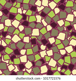 Seamless pattern. Chaotically located multicolored rounded quadrangles. Fashionable camouflage.