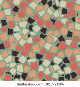 Seamless pattern. Chaotically located multicolored rounded quadrangles. Fashionable camouflage.