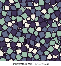 Seamless pattern. Chaotically located multicolored rounded quadrangles. Fashionable camouflage.