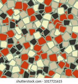 Seamless pattern. Chaotically located multicolored rounded quadrangles. Fashionable camouflage.