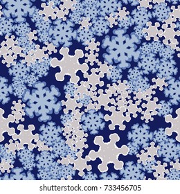 Seamless pattern. Chaotically scattered snowflakes.