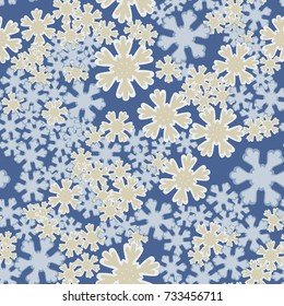 Seamless pattern. Chaotically scattered snowflakes.