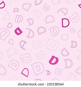 seamless pattern with character D, pink background, vector