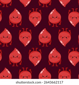 Seamless pattern character drop of blood on a dark background