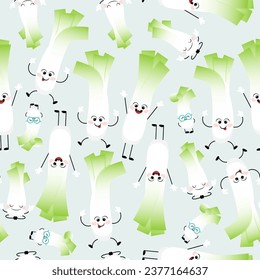 Seamless pattern of character's onion on blue background