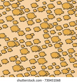 Seamless pattern of the characters piggy Bank