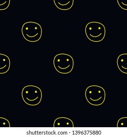 Seamless pattern with characters. Smile. Emotions of happiness. Smileys. Hand-drawn.