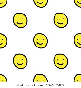 Seamless pattern with characters. Smile. Emotions of happiness. Smileys. Hand-drawn.