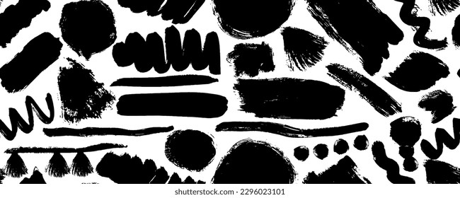 Seamless pattern charcoal pencil curly lines, squiggles and shapes. Grunge pen scribbles background. Hand drawn vector pencil lines and doodles. Black charcoal or chalk drawing. Rough crayon strokes.
