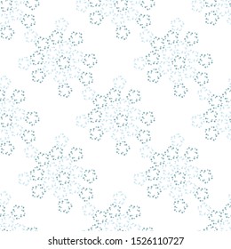 Seamless pattern in charmed blue winter stars on white background for plaid, fabric, textile, clothes, tablecloth and other things. Vector image. 