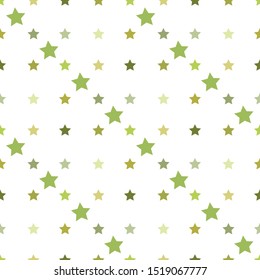 Seamless pattern in charmed green stars on white background for plaid, fabric, textile, clothes, tablecloth and other things. Vector image. 