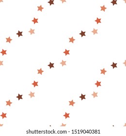 Seamless pattern in charmed orange stars on white background for plaid, fabric, textile, clothes, tablecloth and other things. Vector image.