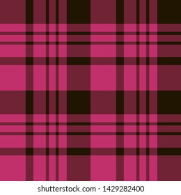 Seamless pattern in charming bright pink, grey and black colors for plaid, fabric, textile, clothes, tablecloth and other things. Vector image. 
