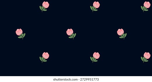 seamless pattern of charming bright pink blossoms