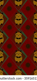 Seamless pattern of charming pets with eyes closed. Endless geometric print with sleeping cute little animals. Vector illustration for beautiful creative design