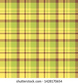 Seamless pattern in charming yellow, green and brown colors for plaid, fabric, textile, clothes, tablecloth and other things. Vector image. 

