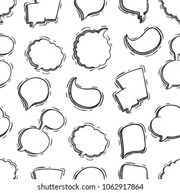 seamless pattern of chat bubbles with sketch or doodle style on white background