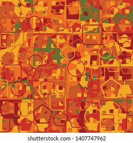 Seamless pattern. Check camouflage consisting of autumn colors. Fashionable texture. Intersecting geometric shapes. Designed for fabrics, interiors & other creativity.