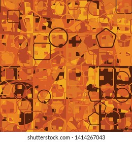 Seamless pattern. Check camouflage consisting of autumn colors. Fashionable texture. Intersecting geometric shapes. Designed for fabrics, interiors & other creativity.