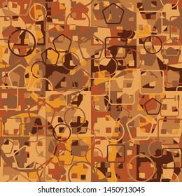 Seamless pattern. Check camouflage consisting of autumn colors. Fashionable texture. Intersecting geometric shapes. Designed for fabrics, interiors & other creativity.