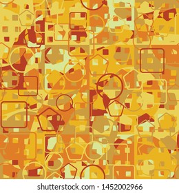 Seamless pattern. Check camouflage consisting of autumn colors. Fashionable texture. Intersecting geometric shapes. Designed for fabrics, interiors & other creativity.