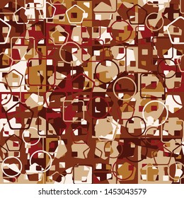 Seamless pattern. Check camouflage consisting of autumn colors. Fashionable texture. Intersecting geometric shapes. Designed for fabrics, interiors & other creativity.