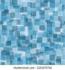 Seamless pattern. Check camouflage and magnetic fields. Ice shades.