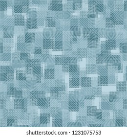 Seamless pattern. Check camouflage and magnetic fields. Ice shades.