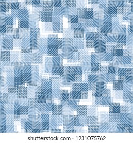 Seamless pattern. Check camouflage and magnetic fields. Ice shades.