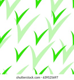 Seamless pattern with Check Marks with green shadow. Green color. Vector