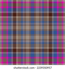 Nahtlose Musterprüfung. Plaid Textur. Hintergrundgewebe, Tartan-Vektorgrafik in rosa und dunklen Farben.