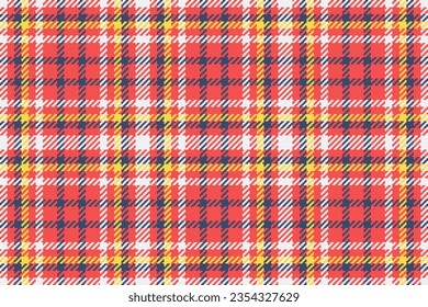 Seamless pattern check of plaid texture fabric with a background vector textile tartan in red and blue colors.