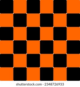 seamless pattern of checker board, orange and black colors.