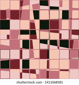 Seamless pattern. Checkered pattern. Asymmetrically cut squares. Harmonious colors.