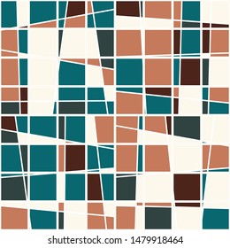 Seamless pattern. Checkered pattern. Asymmetrically cut squares. Nice colors.