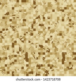 Seamless pattern. Checkered background. Messy strokes. The colors are old paper, with shades of yellow and brown. Camouflage.