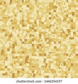 Seamless pattern. Checkered background. Messy strokes. The colors are old paper, with shades of yellow and brown. Camouflage.