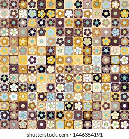 Seamless pattern. The checkered background on which the rows of symbolic colors are located. Multicolor bright texture.