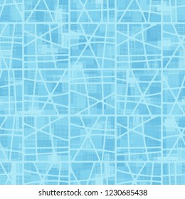 Seamless pattern. Checkered camouflage and abstract grille. Ice shades.
