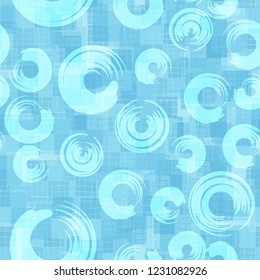 Seamless pattern. Checkered camouflage with circles. Ice shades.