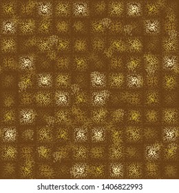 Seamless pattern. Checkered camouflage composed of pixel blocks with variable transparency. The colors of autumn gold. Editable.