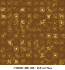 Seamless pattern. Checkered camouflage composed of pixel blocks with variable transparency. The colors of autumn gold. Editable.