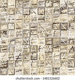 Seamless pattern. Checkered camouflage consisting of casually painted squares. The colors of stone, granite and marble.