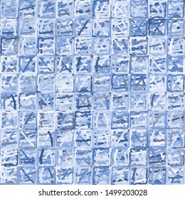 Seamless pattern. Checkered camouflage consisting of casually painted squares. Colors of the winter landscape.