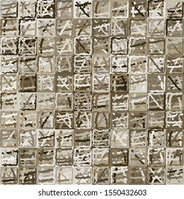Seamless pattern. Checkered camouflage consisting of casually painted squares. The colors of stone, granite and marble.